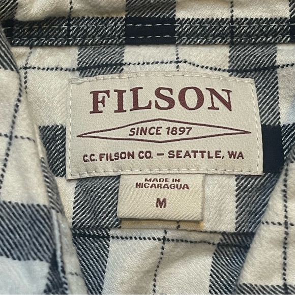 Filson Alaskan Guide Flannel Shacket in Cream/Black Size M - Picture 5 of 16